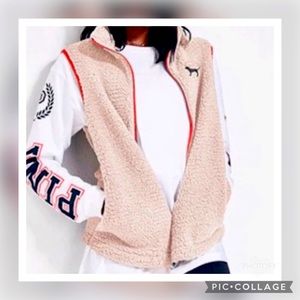 PINK Victoria’s Secret Sherpa Full Zip Fleece Vest.  XS
